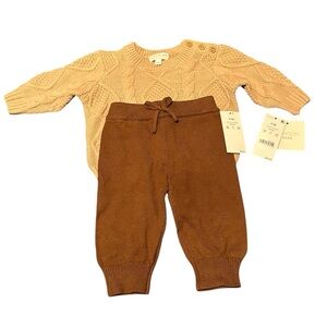 Kids Matching Set - Beige Sweater and Brown Pants